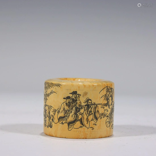 RARE MATERIAL 'EIGHT TAOIST IMMORTALS' THUMB RING