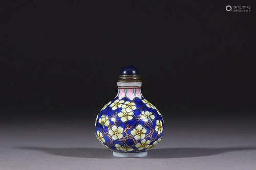 PAINTED ENAMEL 'FLORAL' GLASS SNUFF BOTTLE