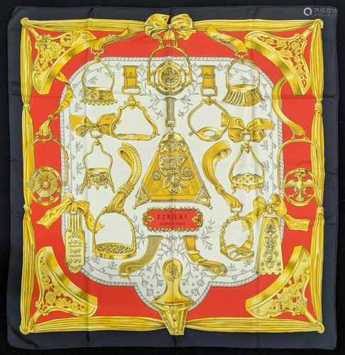 A Hermes Etriers silk scarf, 90cm x 90cm