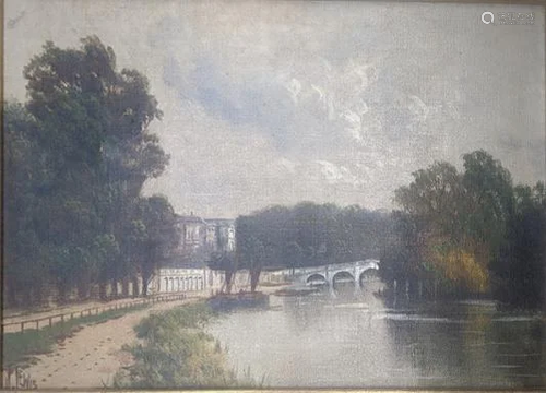 J.Lewis (20th century British), Richmond Bridge, oil on