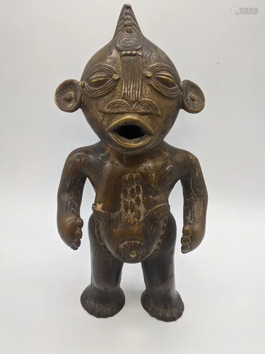 A West African bronze mother figure, probably Igbo,