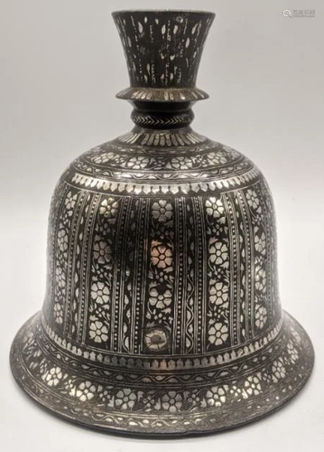 An 18th century Islamic Indian Mughal bell-shaped Bidri