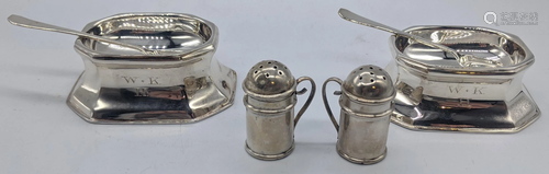 A pair of Victorian salts with matching spoons,