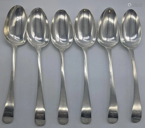 A set of 6 George III silver tablespoons by Hester