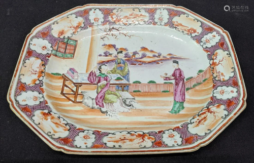 A Chinese 18th century large famille rose dish