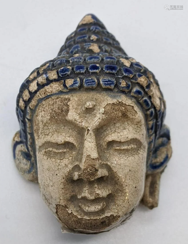 Buddha head, Blue glazed, Thailand, probably late 18th