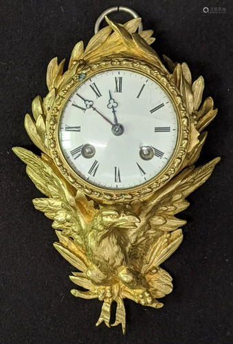 A Louis XV ormolu eagle wall clock, eight day movement,