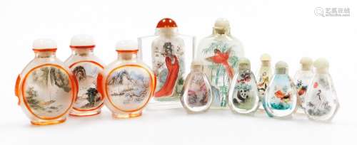 A collection of modern Chinese inside painted glass snuff bo...