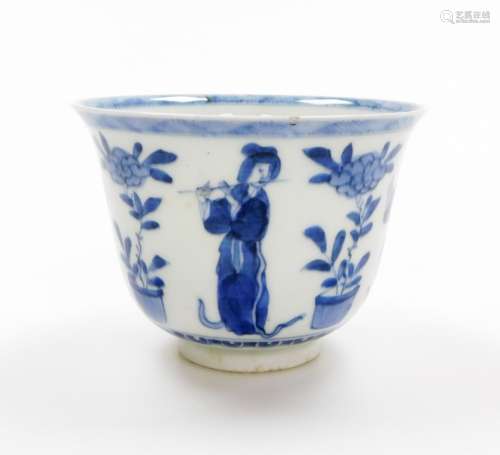 A Japanese porcelain tea bowl, in imitation of a Kangxi orig...