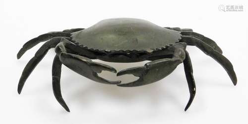 A bronze crab form box, with hinged carapace, 19cm wide.