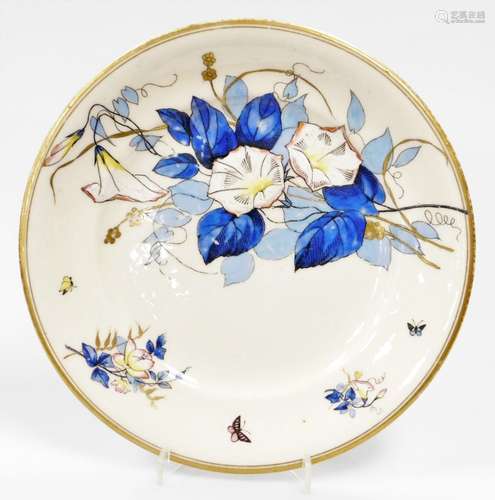 A Belleek first period black mark plate, c1880, decorated in...