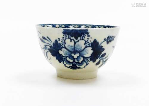 An early Liverpool porcelain tea bowl, probably Pennington, ...