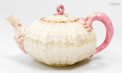 A Belleek black mark first period Tridacna teapot and cover,...