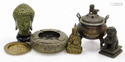 A group of Eastern wares, to include a miniature brass senso...