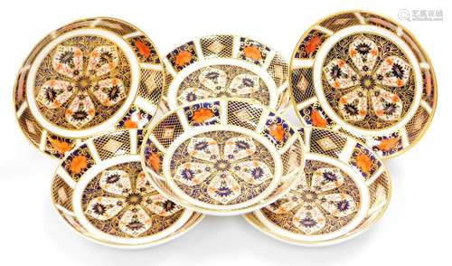 Six Royal Crown Derby 1128 pattern Imari pin dishes, 10cm wi...