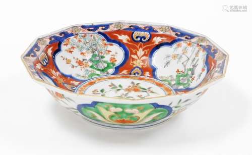 A Japanese Kenjo style Imari octagonal bowl, with four shape...