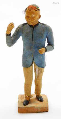 A 19thC Chinese terracotta figure of a standing male, with o...
