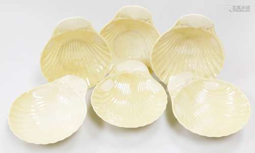 A rare set of six Belleek third period black mark shell butt...