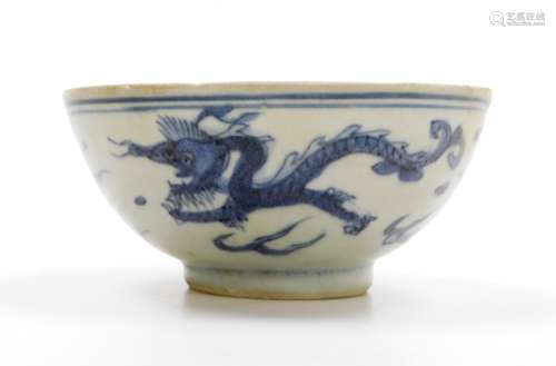 A Chinese blue and white porcelain bowl, the central circula...