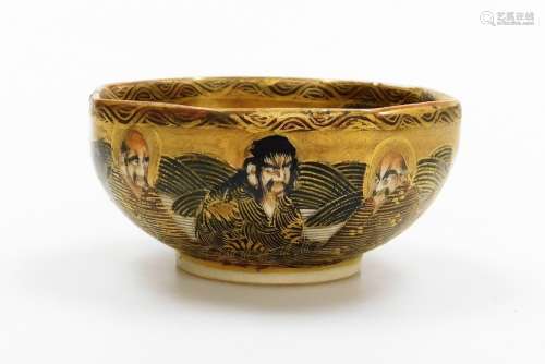 A miniature Japanese Satsuma octagonal bowl, decorated with ...