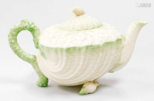 A Belleek black mark second period Neptune teapot and cover,...