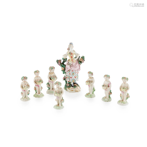 GROUP OF DERBY SOFT PASTE PORCELAIN FIGURES 18TH