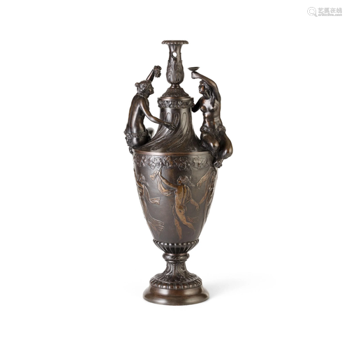 FRENCH BRONZE BACCHANALIAN URN LAMP BASE 1…