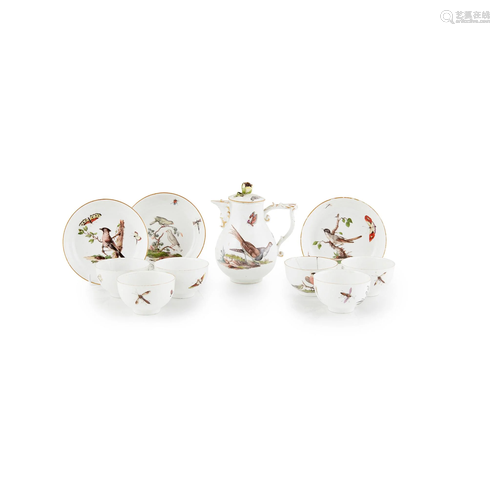 MEISSEN ORNITHOLOGICAL PART TEA SERVICE CIRCA 1760