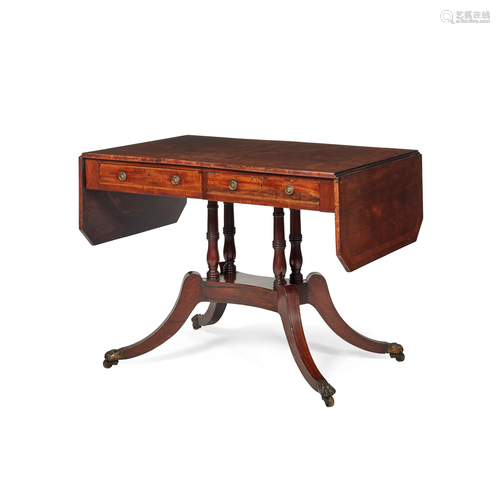 REGENCY STYLE MAHOGANY CROSSBANDED SOFA TABLE 19TH