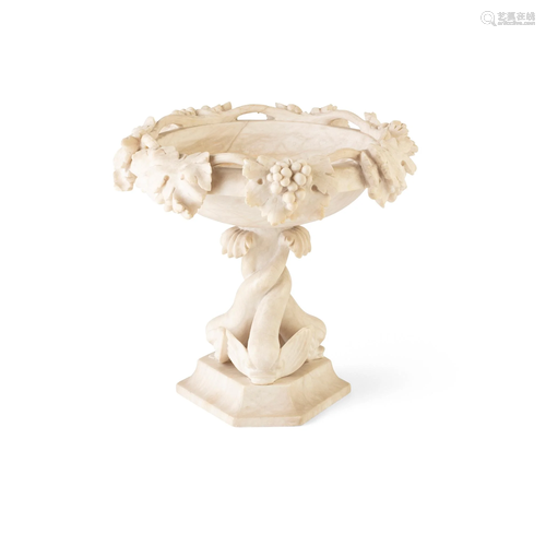 ITALIAN ALABASTER TAZZA 19TH CENTURY