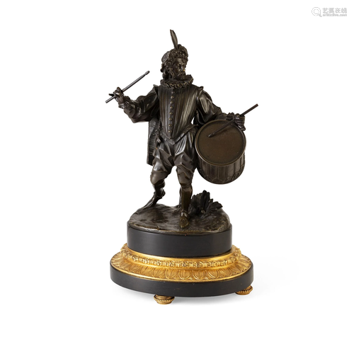 CONTINENTAL BRONZE FIGURE OF A LANDSKNECHT DRUM…