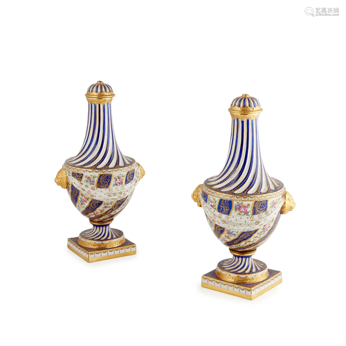 PAIR OF SÃˆVRES STYLE FLOWER PAINTED AND GILT VASES