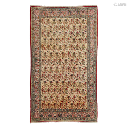 QUM PART SILK CARPET CENTRAL PERSIA, MID/LATE 20TH