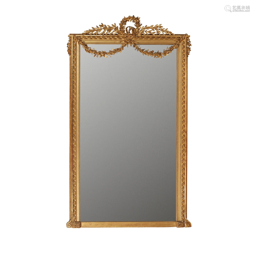 FRENCH LARGE GILTWOOD AND GESSO OVERMANTEL MIRROR …