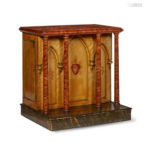 CONTINENTAL PAINTED AND SIMULATED MARBLE ALTAR 19TH