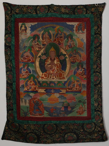 Brocade Thangka Tsongkhapa Statue in Qing Dynasty