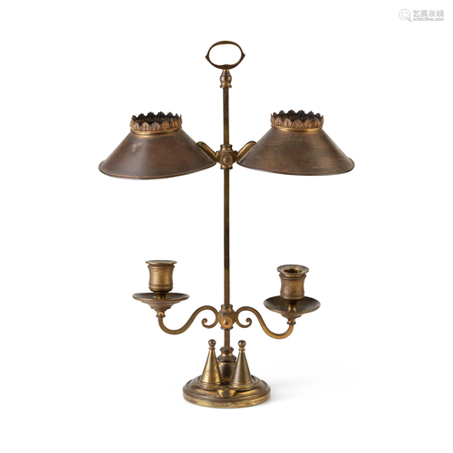 REGENCY DOUBLE ARM BRASS STUDENT'S LAMP EARLY 19TH