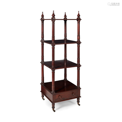 WILLIAM IV MAHOGANY FOUR TIER WHATNOT 19TH CENTURY