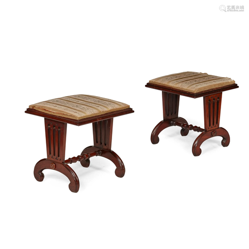 PAIR OF WILLIAM IV MAHOGANY STOOLS EARLY 19TH C…