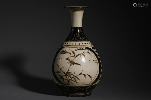 Cizhou Kiln Flowers and Birds Yuhuchun in Song Dynasty