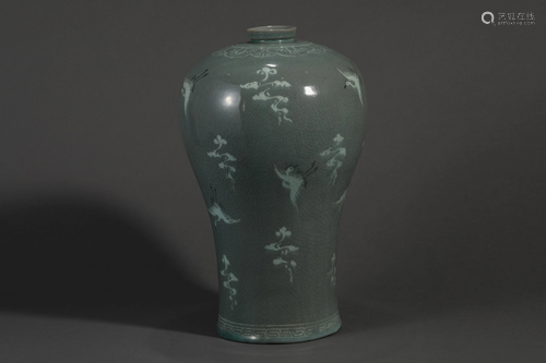 Celadon Crane and Plum Vase in Song Dynasty