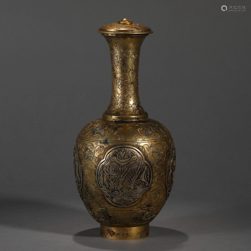 Gilt Flower Vase from Qing Dynasty