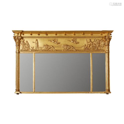 REGENCY GILT AND GESSO 'APOLLO' TRIPLE OVERMANTEL