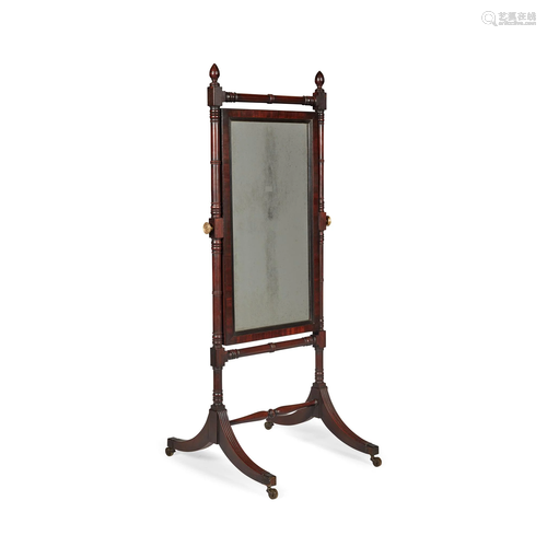 REGENCY MAHOGANY CHEVAL MIRROR EARLY 19TH CENTURY