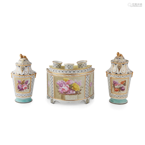 ASSEMBLED ENGLISH PORCELAIN FLORAL PAINTED BOUG…