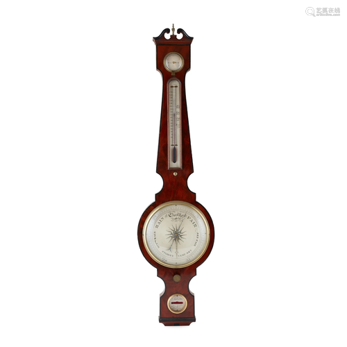 GEORGE III MAHOGANY AND EBONY WHEEL BAROMETER, J.