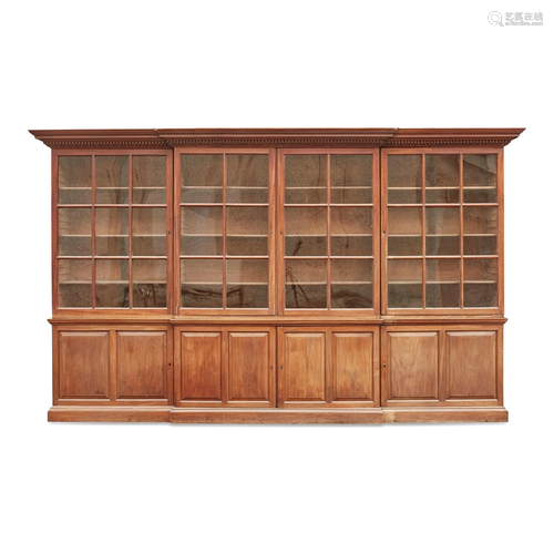 GEORGIAN STYLE MAHOGANY BREAKFRONT LIBRARY …