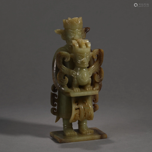 Sanxingdui culture Hetian jade double-faced people