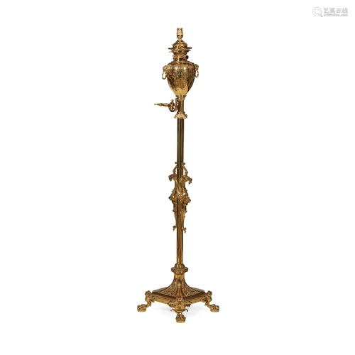 BRASS PARAFFIN STANDARD LAMP LATE 19TH CENTURY