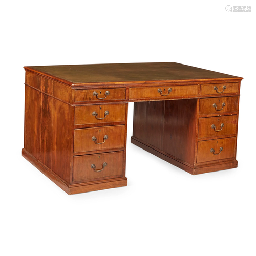 WALNUT PEDESTAL PARTNERS DESK 20TH CENTURY